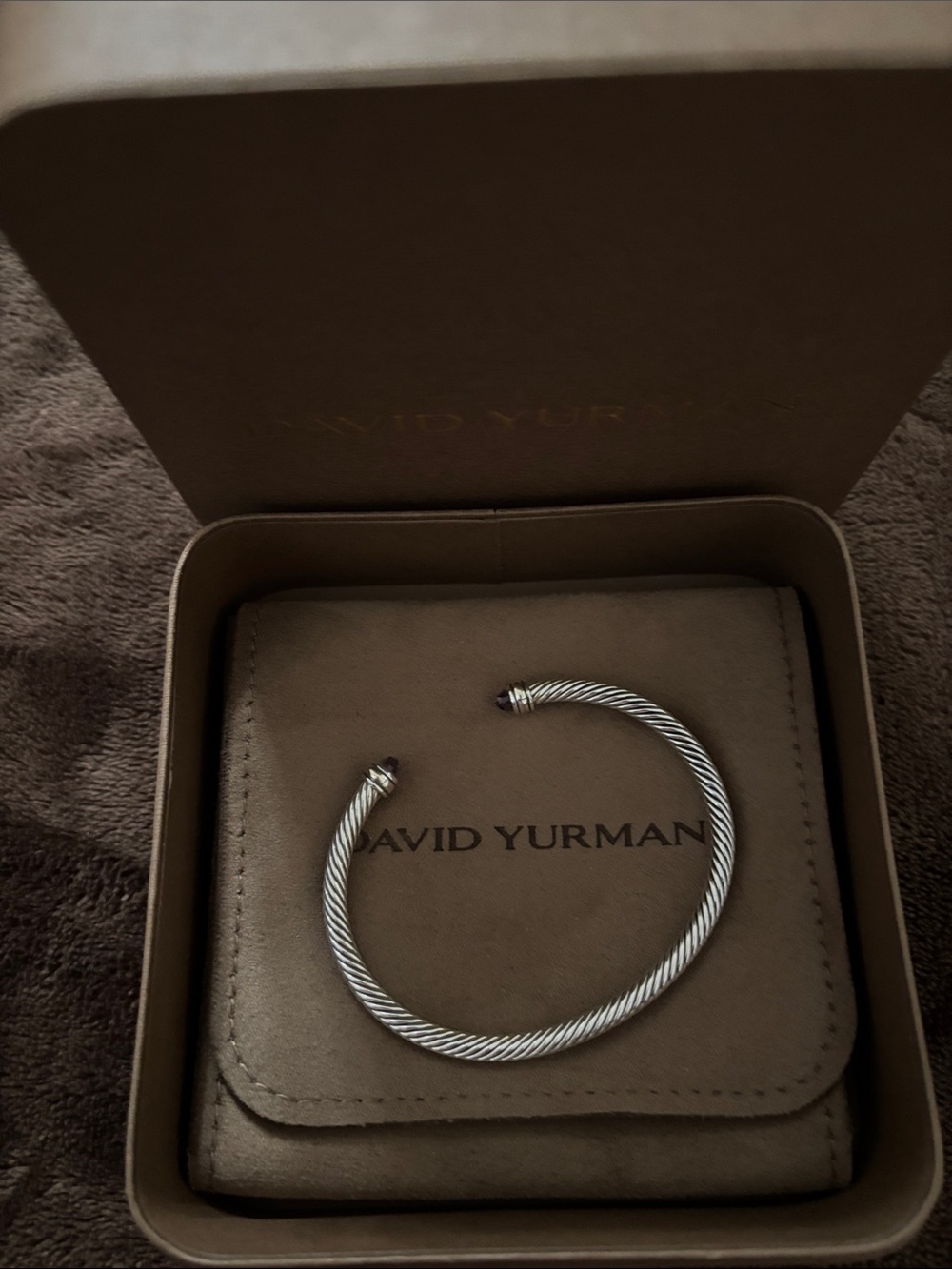 David Yurman Silver Cable Open Cuff Bracelet